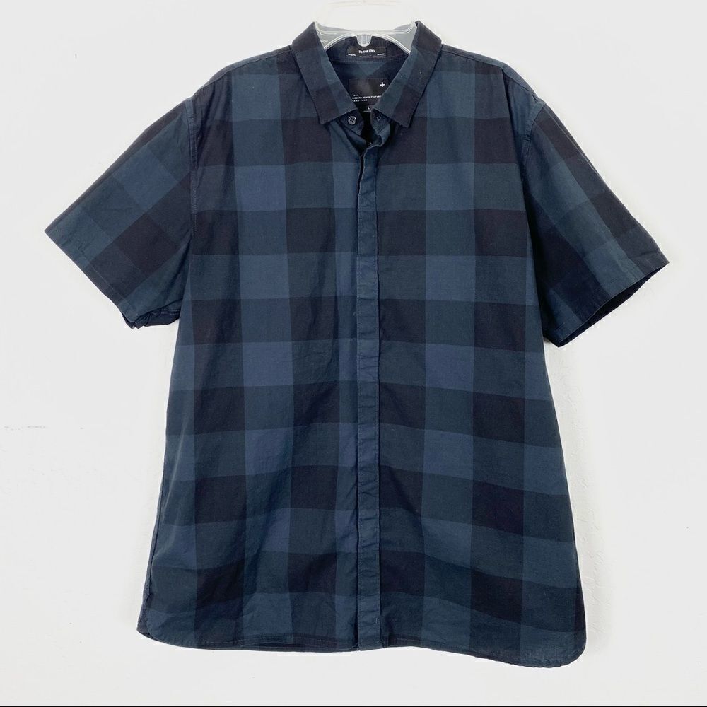 Tavik Black & Grey Checkered Plaid Short Sleeve Button Up Shirt